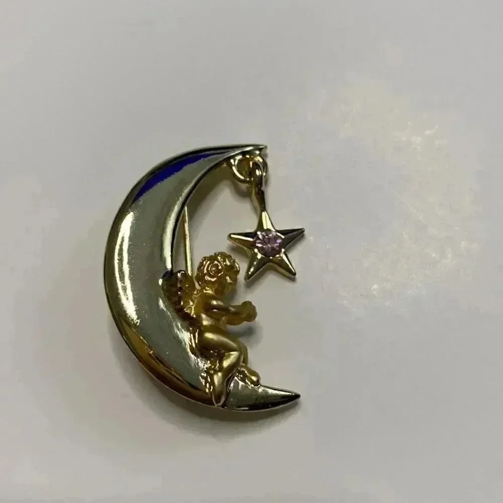 L. Razza Crescent Moon Brooch